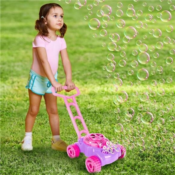 Bubble Lawn Mower for Toddlers 1-3, Kids Bubble Blower Machine - Picture 4 of 7